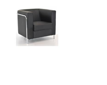 5 Seater Sofa Black PU Seat, Chrome Base